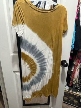 Style & Co. Mustard and White Tie-Dye Midi Dress